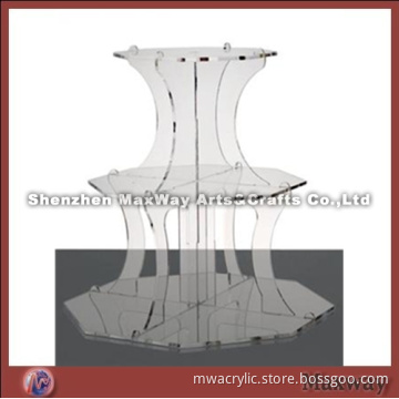 Clear Octagonal Promotional Acrylic 3 Tiers Tower Wedding Cup Cake Display Stand Rack